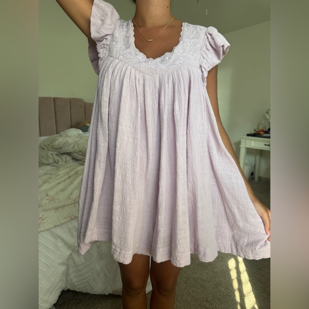 Olivaceous Lilac babydoll romper dress